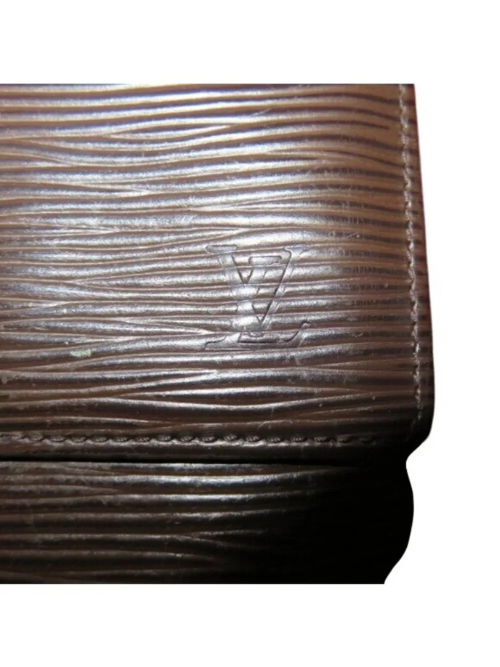 Louis Vuitton Epi Porte serial SP1012 Brown Elise Credit Leather Trifold Wallet